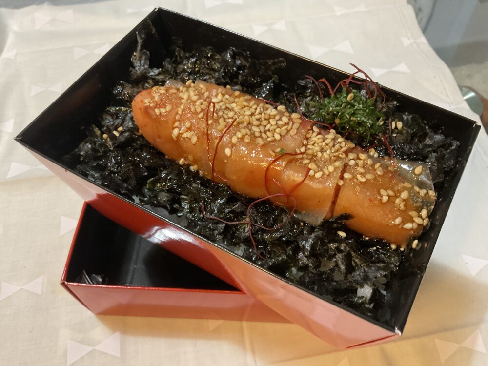 ふたの上に載せためんたい重