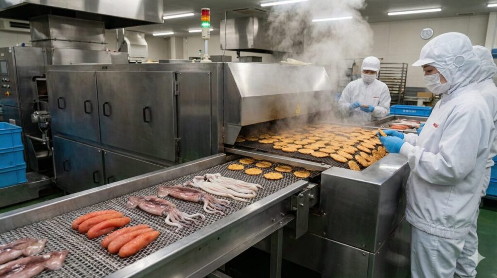 めんべい工場の製造ライン