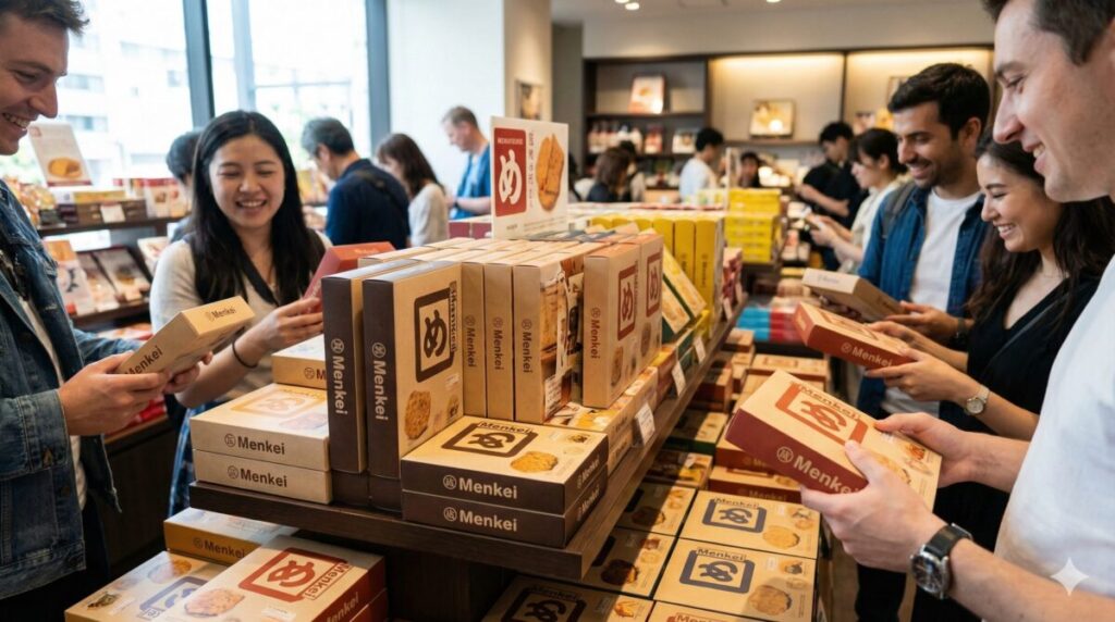 福岡の賑わうお土産売り場の実写